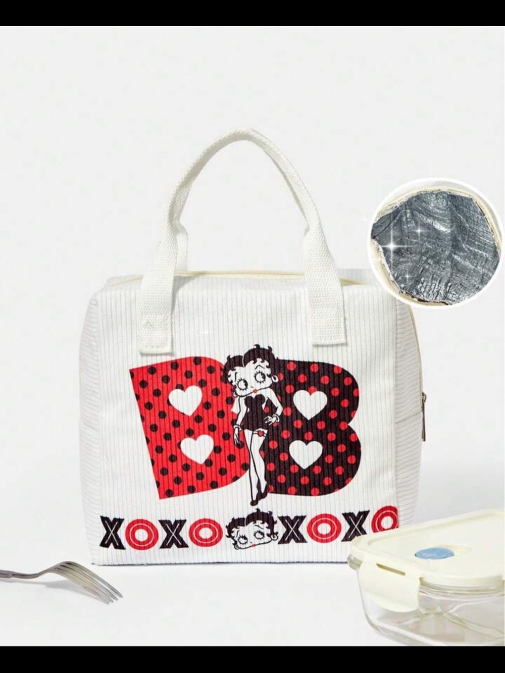Betty Boop White and Red Polka Dot Lunch Tote